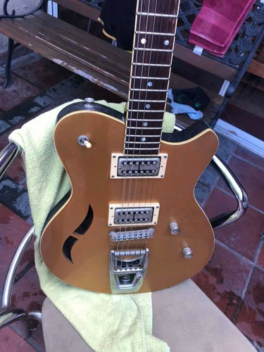 Guitarra Lojo Gold Top Semi Hollow Con Mics Grestch Usa