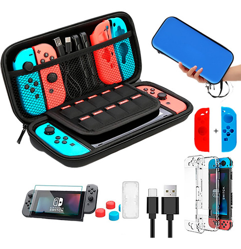 Kit 12-1 Funda Estuche Nintendo Switch + 11 Accesorios !!!