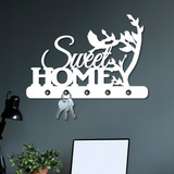 Porta Chaves De Parede Sweet Home Branco Decorativo