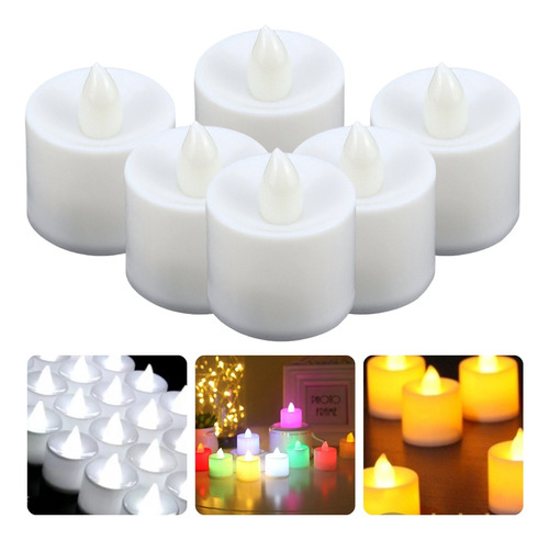 12 Velas Led Con Pila Souvenir Fiesta Decoración Cálida