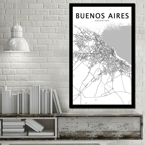 Cuadro Decorativo Mapa Ciudades Argentinas (80x50 Cm)