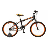 Bicicleta  Infantil Krs Rebaixada Aro 20 1v Freios V-brakes Cor Preto/laranja Com Rodas De Treinamento