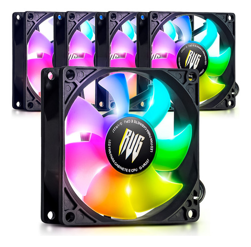 Kit 5 Cooler Fan 80mm Rgb Pc Gamer Air Master Ventoinha 12v