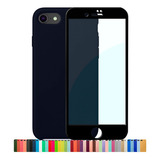 Capa Capinha Silicone Compatível iPhone 7 8 Se + Película 3d Cor Azul Cobalto Nome Do Desenho Película Preta