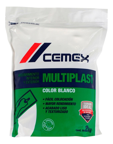 Multiplas Resanador Estuco Blanc Interior Exterior 2kg Cemex