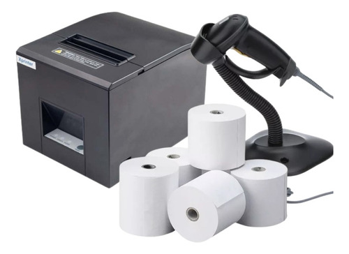 Kit Impresora Térmica 80mm Ticket + Rollos + Lector Códigos