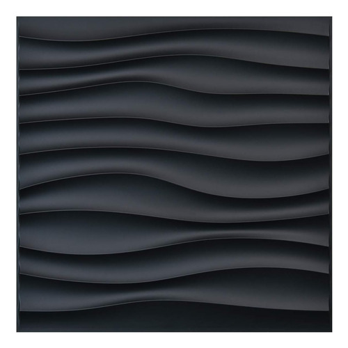 Panel De Pared Art3d De Plastico 3d Ondulado Negro 12 Pcs.