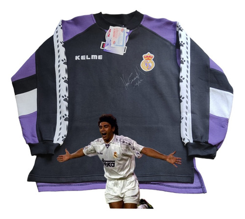 Sudadera Real Madrid Kelme Retro 90s Firmada Hugo Sánchez 