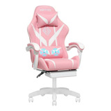 Silla De Juego Rosa Con Masaje Y Soporte Lumbar Para Chicas: