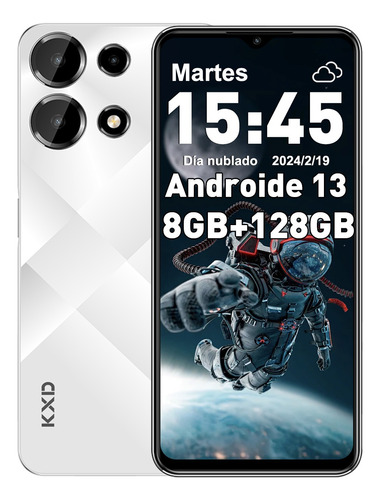 Kxd A10 Teléfono Androide 13 Dual Sim Celular 8gb Ram + 128gb Rom 6.6 Pulgadas Inch 13mp+5mp+2mp Con Desbloqueo Por Huella Digital Smartphone 4g