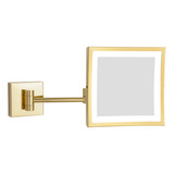 Espejo Maquillaje Led De Pared 8 Aumento 5x Dorado Dowry1802