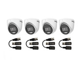 Kit 4 Camaras Domos Colorvu 2mp Lite+ 4 Balun Hikvision