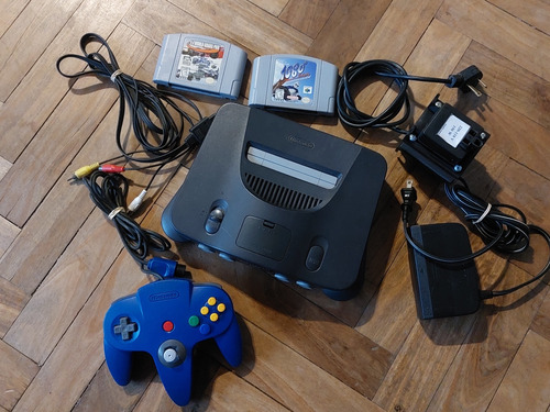 N64 Consola Americana Ntsc Con Dos Juegos Joy Azul Completa