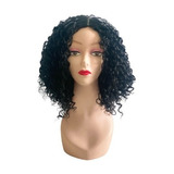 Peruca Encaracolada Lace Wig Preta 50cm Sem Franja