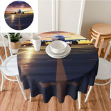 Rldobofe Airport Print Round Tablecloth 60 Inch Resistant D
