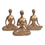 Kit 3 Enfeites Yoga Meditacao Estatuetas Zen Grandes 12cm