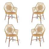 4 Cadeira Tropicalia Fibra Sintetica Palha Decorativa