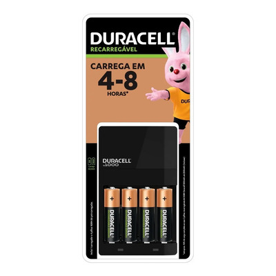 Carregador De Pilhas Recarregáveis Duracell Aa\u002Faaa Com 4 Aa | Frete grátis