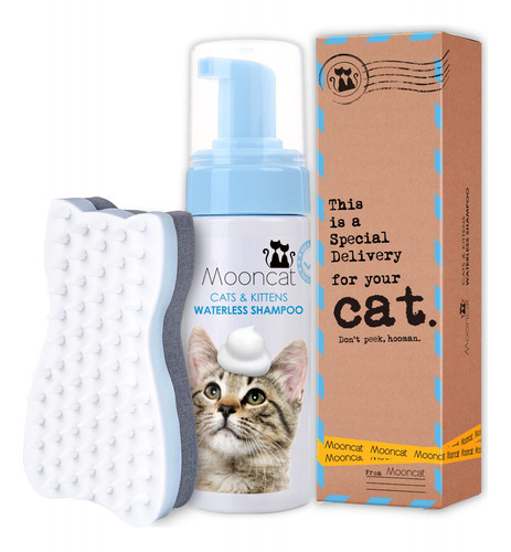 Mooncat Champu Sin Agua Para Gatos + Cepillo Para Gatos, Cha