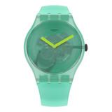 Reloj Swatch Nature Blur Suog119 Color De La Correa Verde Color Del Bisel Verde Color Del Fondo Transparente