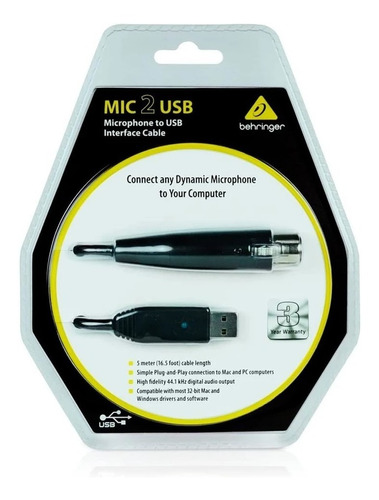 Behringer Mic 2 Usb Cable Interface Usb Micrófono Xlr A Usb