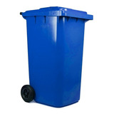 Contenedor De Basura Industrial 240 Lts Ruedas, Tapa Azul