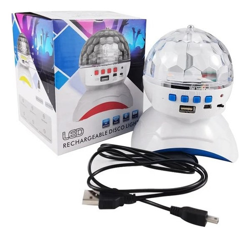 Parlante Esfera Discoteca Led Rgb Dj Fiestas Recargable Usb 