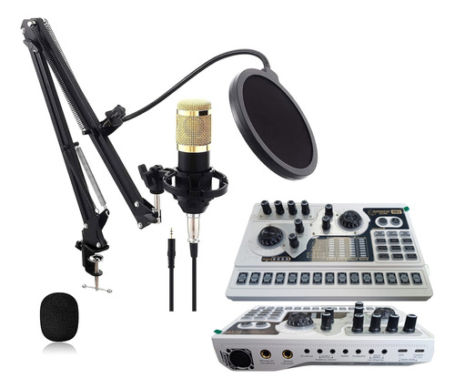 Micrófono Condensador Bm800 + Tarjeta Sonido X5 Efectos Led