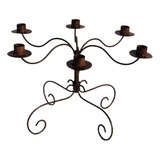 Candelabro Artesanal  En Hierro Forjado Para 6 Velas Oxido