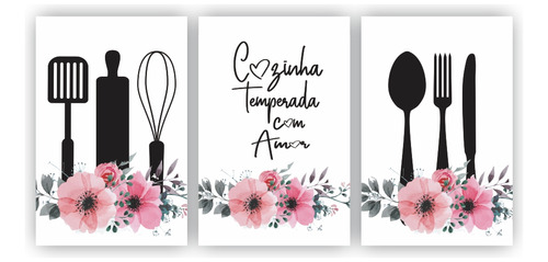 Quadros Decorativos  Frases Cozinha Temperada Com Amor 60x40