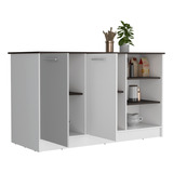 Isla De Cocina 90x150x67 Rta Ginger Color Milan Blanco