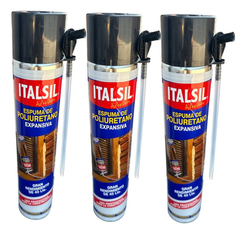 Pack 3 Und Espuma Expansiva Poliuretano Italsil 750ml