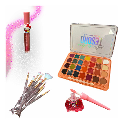 Kit Maquillaje Infantil Sombras + 2 Lip Gloss Hello Kitty
