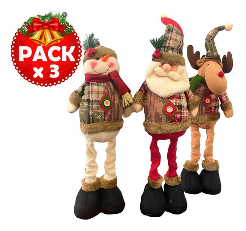 Pack 3 Muñecos Patas Largas Navideños, Muñecos Navidad