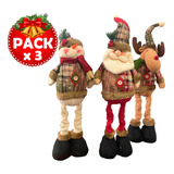 Pack 3 Muñecos Patas Largas Navideños, Muñecos Navidad