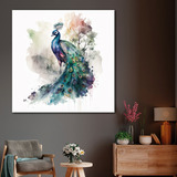 Cuadro Canvas Aves Pavo Real Animales Abstract 60x60 An5