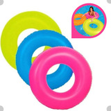 3 Boia Neon Inflável Piscina 90cm Infantil E Adulto + Brinde