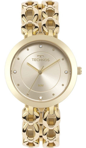 Relógio Technos Feminino Elos Dourados Banhado A Ouro 18 K