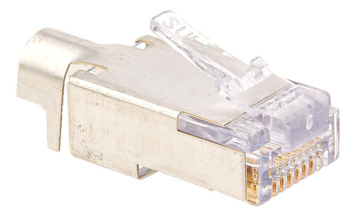 50 Conectores Blindados Plateados Ez-rj45 Cat5e/6