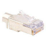 50 Conectores Blindados Plateados Ez-rj45 Cat5e/6