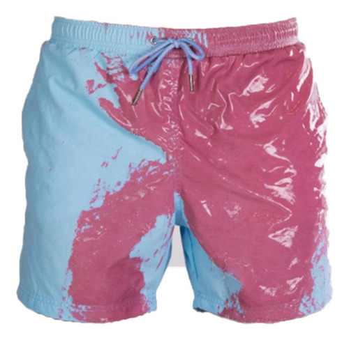 Calça De Praia Masculina Shorts Que Mudam De Cor Com Forro D