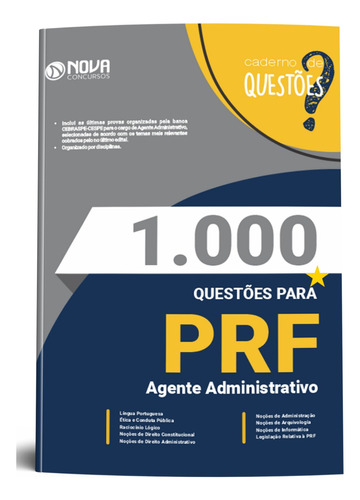 Apostila Livro De Questões Gabaritadas Prf - Agente Administrativo - Editora Nova