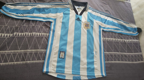 Camiseta Titular Argentina 1998 Mangas Largas Original