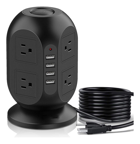 Regleta Multicontactos Extensión De 8 Salidas 4 Puertos Usb