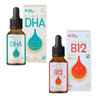 Kit Family Care Liquid B12+ Liquid Dha 30ml - True Source Sabor Morango | Frete grátis