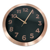 Reloj De Pared Moderno 30cm A Pilas Rose Simil Oro Analogico