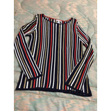 Tommy Hilfiger Blusa Para Dama Talla L Negra A Rayas