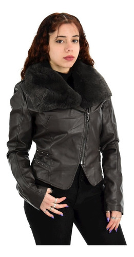 Campera Mujer Corta Elegante Ecocuero Piel Santellon 15552