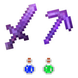 Kit Minecraft Netherine Encantado Espada, Picareta, Machado