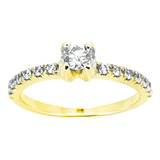 Anillo Compromiso Diamante Natural .20ct En 14kt Model Araus